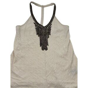 Ecote Size S Women Top With Black Embroidery & T-Back Design Casual100% Cotton
